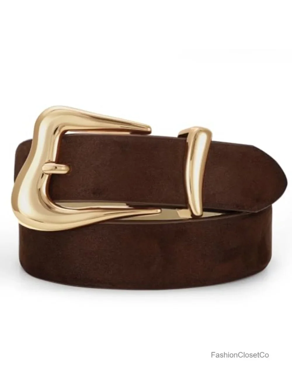 Women Faux Leather Belt with Gold Buckle Fashion Waist Belt for Jeans Pants